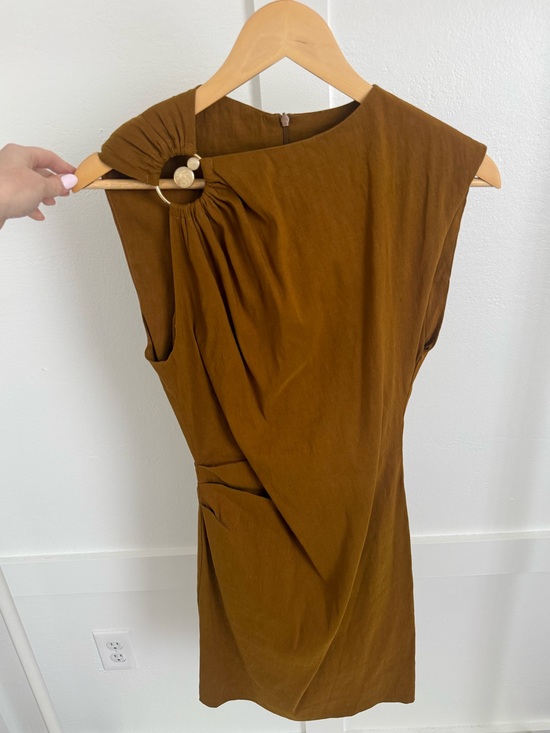 Zara Dresses & Skirts - Zara Brown Ring Detail Draped Mini Dress